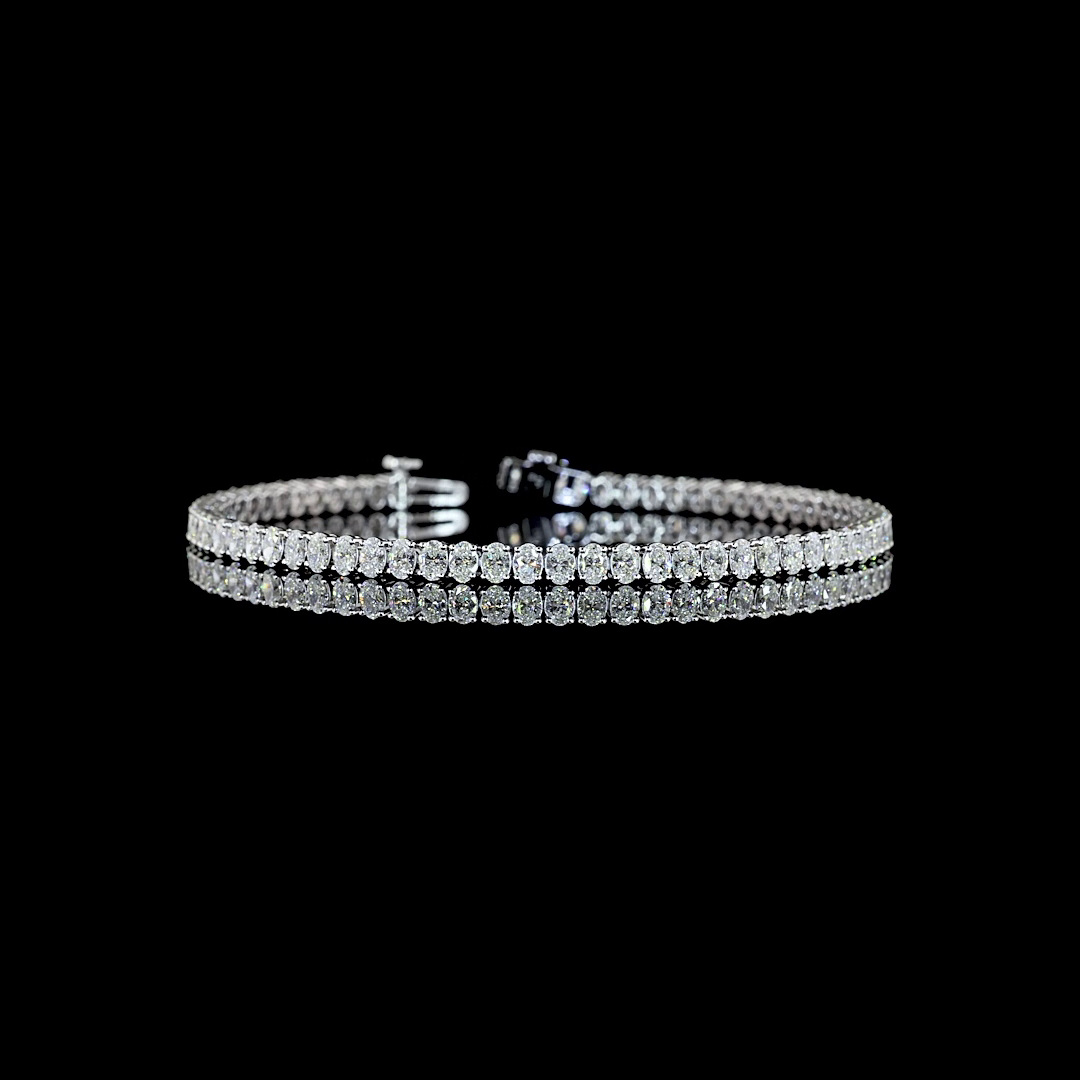 Lab-Grown 4.87 Carat Oval E-F-VS+ Diamond 14K White Gold Tennis Bracelet
