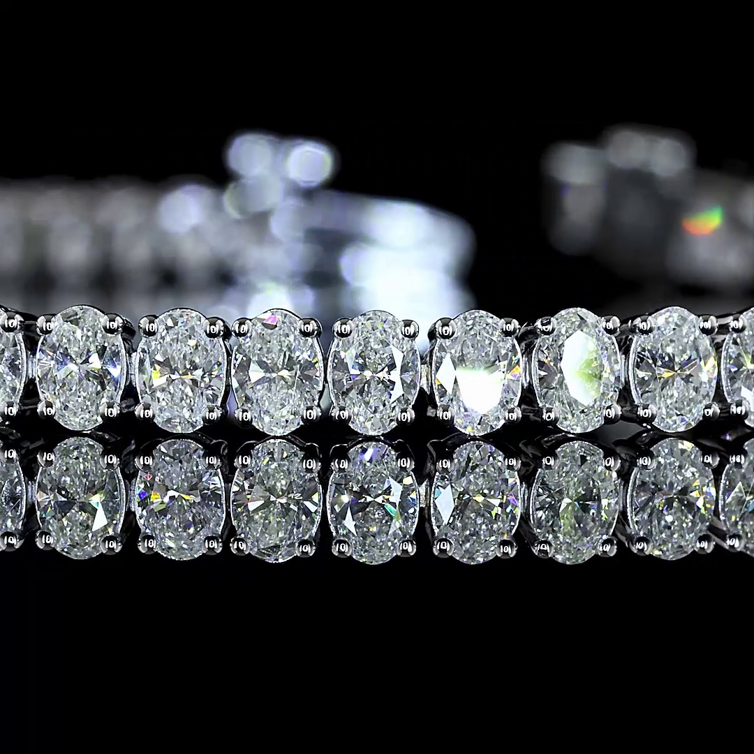 Lab-Grown 4.87 Carat Oval E-F-VS+ Diamond 14K White Gold Tennis Bracelet