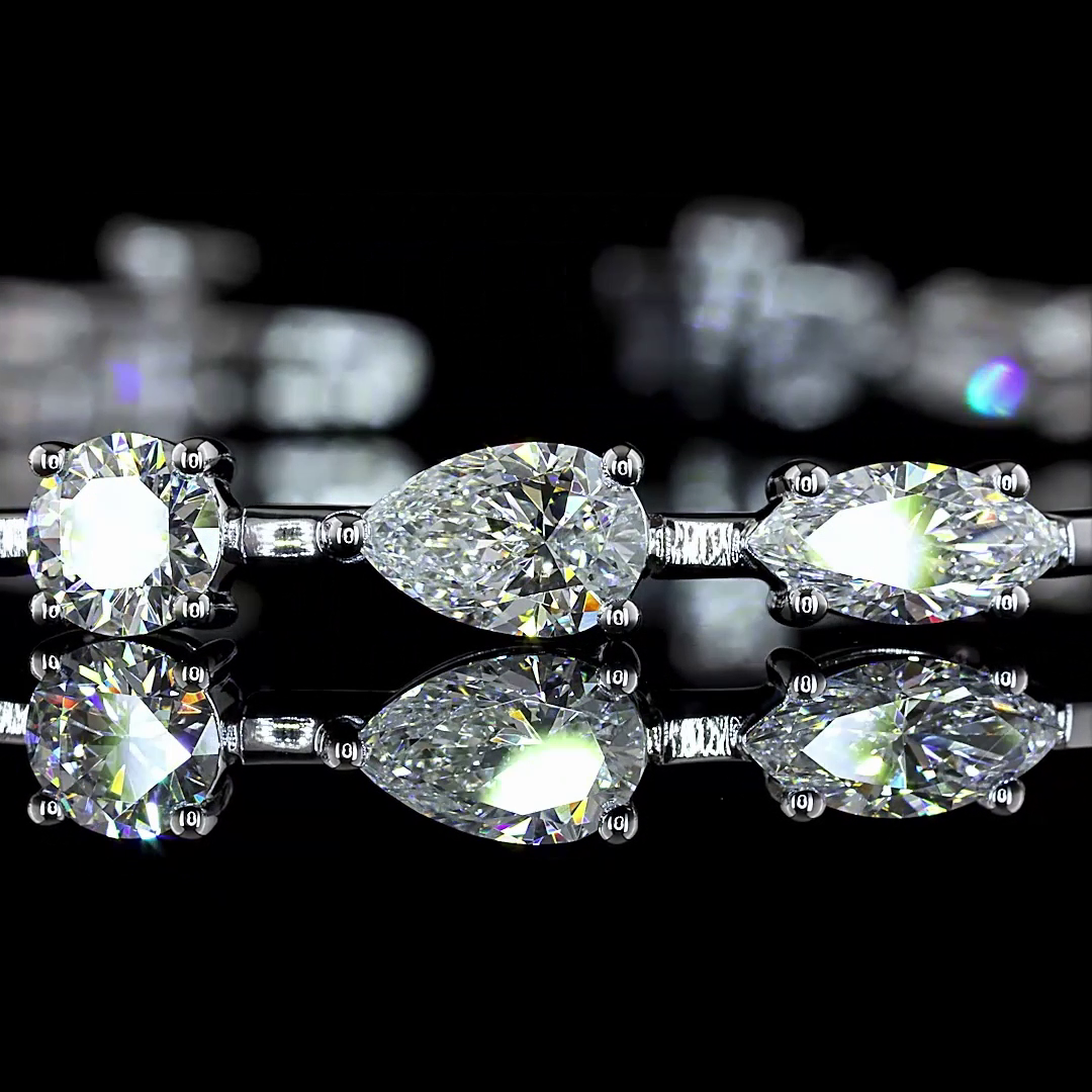Lab-Grown 7.27 Carat MIX E-F-VS+ Diamond 14K White Gold Station Bracelet