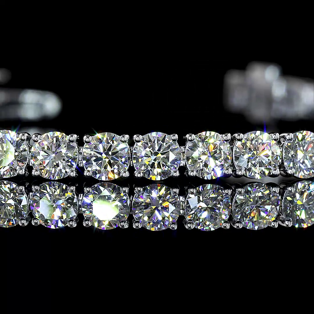 Lab-Grown 6.77 Carat Round E-F-VS Diamond 14K White Gold Tennis Bracelet