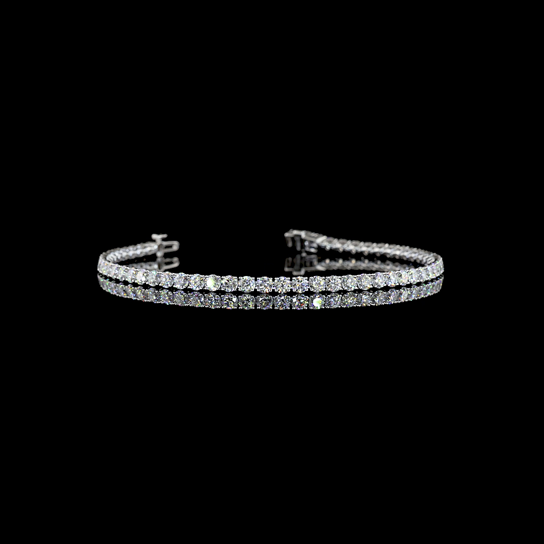Lab-Grown 7.22 Carat Round E-F-VS Diamond 14K White Gold Tennis Bracelet