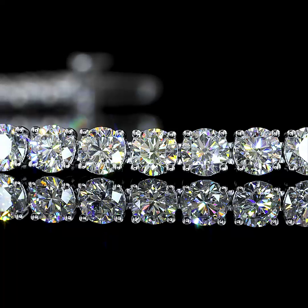 Lab-Grown 7.13 Carat Round E-F-VS Diamond 14K White Gold Tennis Bracelet