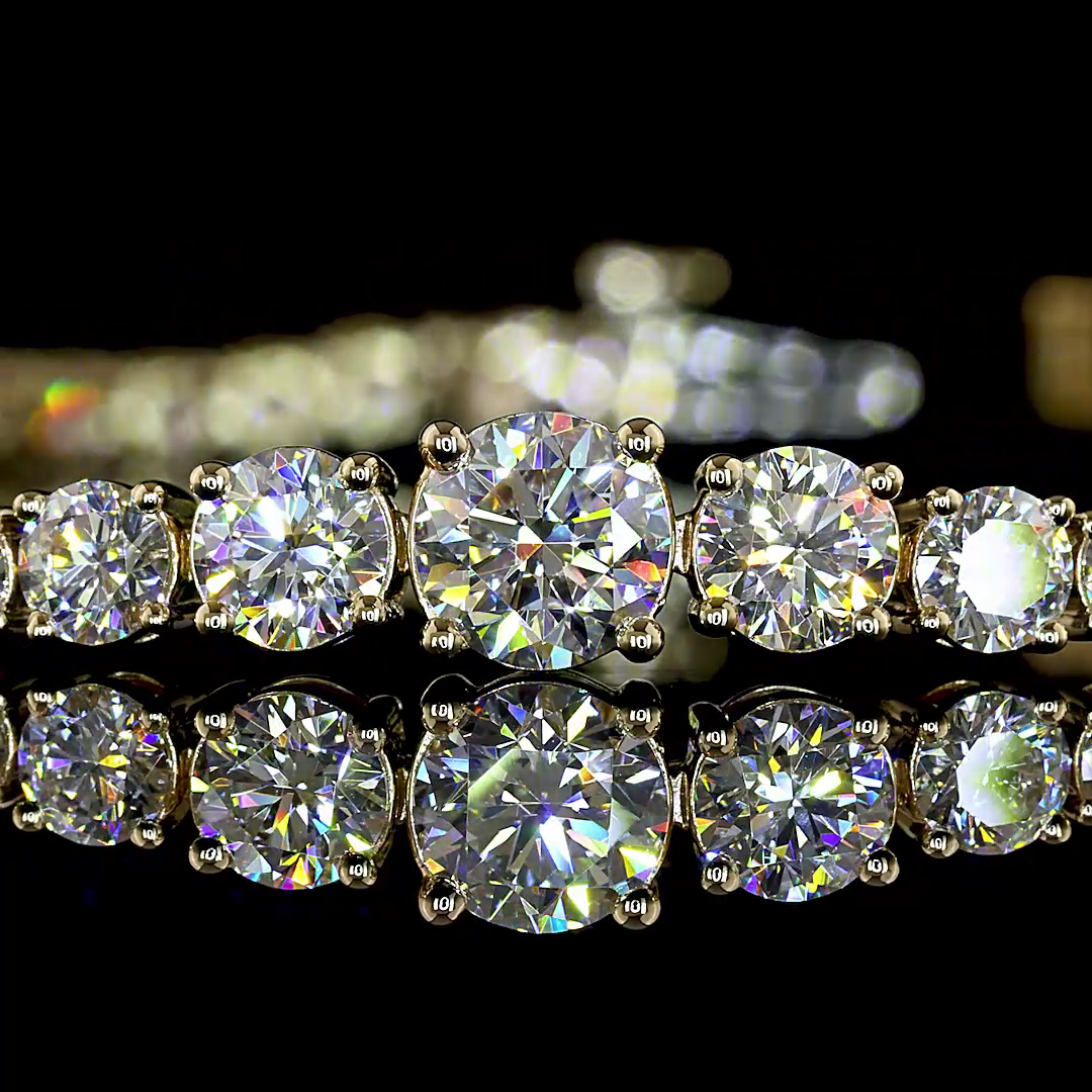 Lab-Grown 5.78 Carat Round E-F-VS1 Diamond 14K Yellow Gold Tennis Bracelet