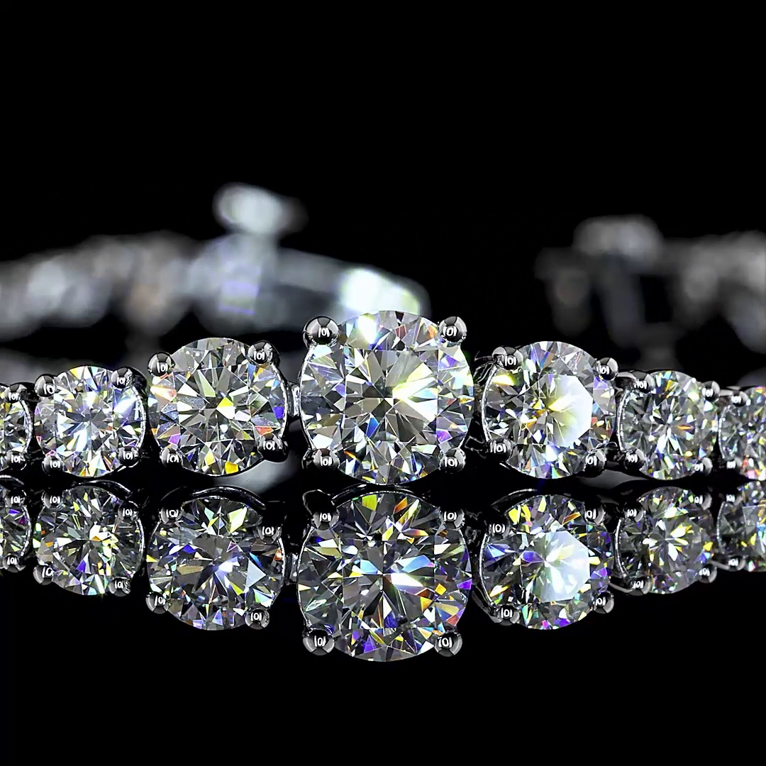Lab-Grown 5.7 Carat Round E-F-VS1 Diamond 14K White Gold Tennis Bracelet