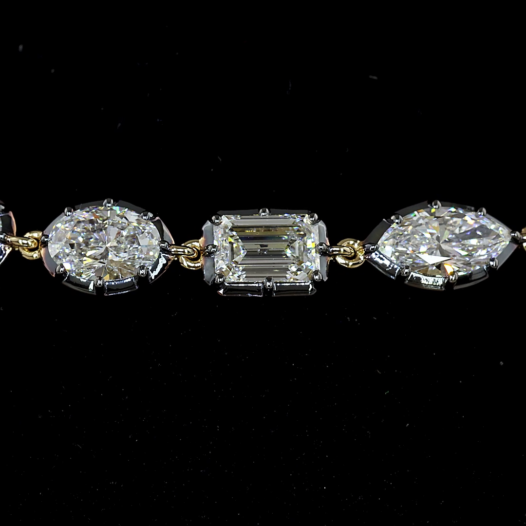 Lab-Grown 8.16 Carat MIX E-F-VS1 Diamond 14K Yellow Gold Station Bracelet