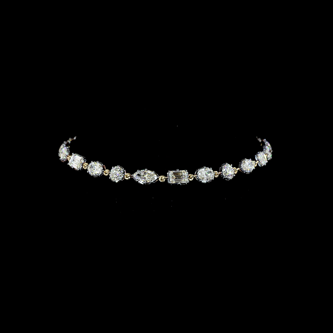 Lab-Grown 5.24 Carat MIX E-F-VS1 Diamond 14K Yellow Gold Station Bracelet