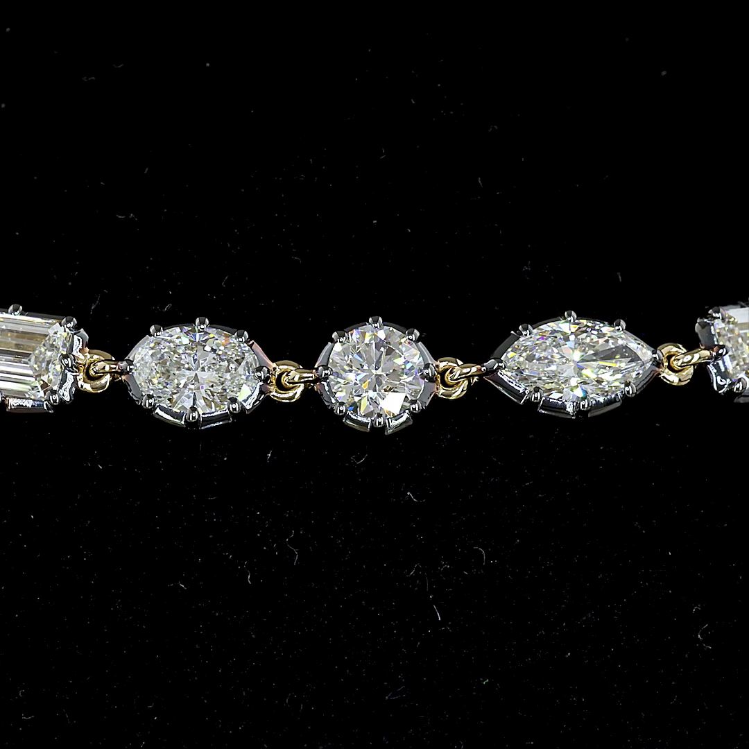 Lab-Grown 5.32 Carat MIX E-F-VS1 Diamond 14K Yellow Gold Station Bracelet