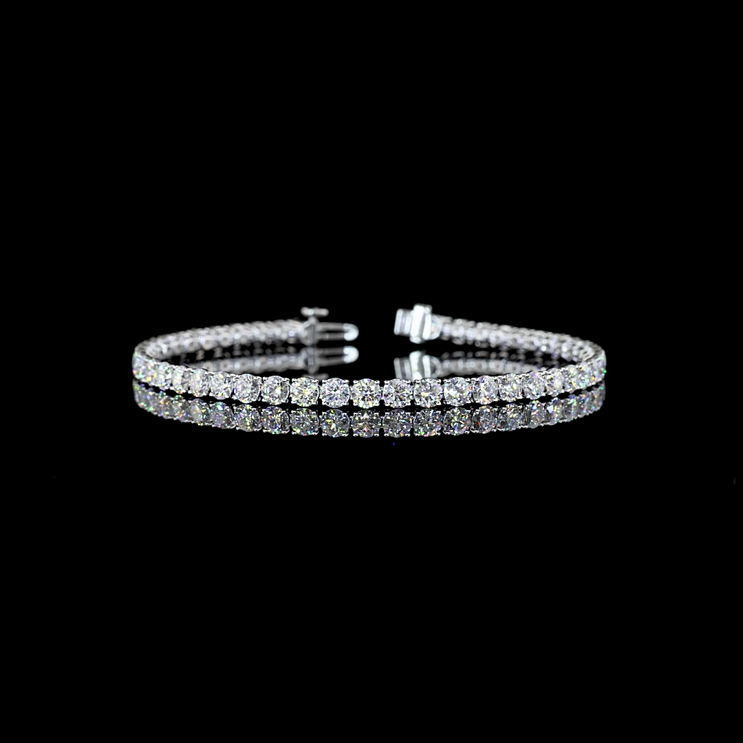 Lab-Grown 8.31 Carat Round E-F-VS1 Diamond 14K White Gold Tennis Bracelet