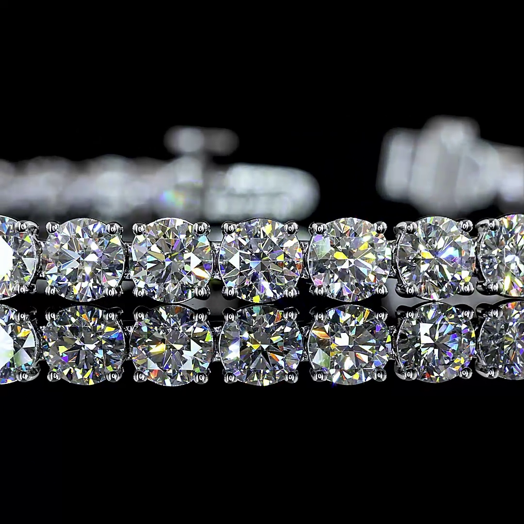 Lab-Grown 8.32 Carat Round E-F-VS1 Diamond 14K White Gold Tennis Bracelet