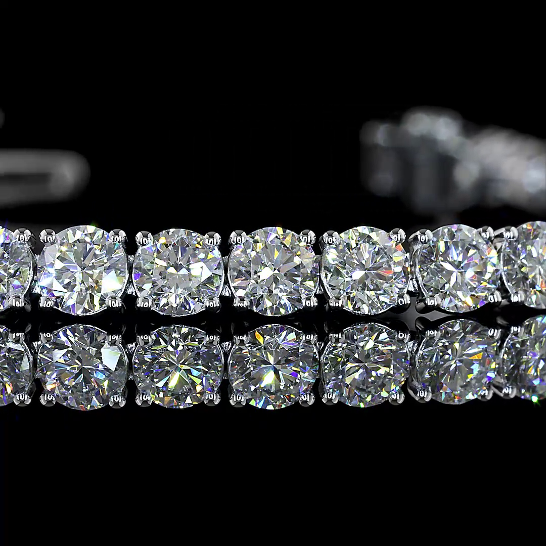 Lab-Grown 8.06 Carat Round E-F-VS2 Diamond 14K White Gold Tennis Bracelet