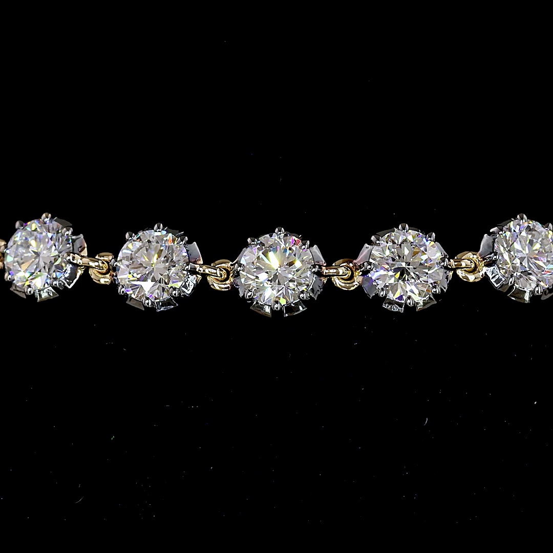 Lab-Grown 9.56 Carat Round E-F-VS1 Diamond 14K White Gold Tennis Bracelet