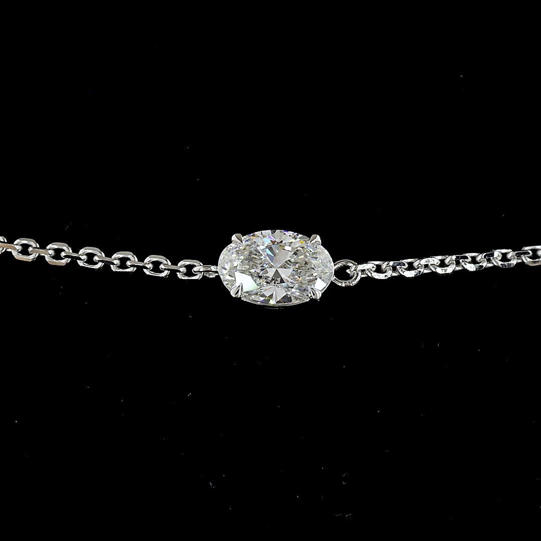 Lab-Grown 3.09 Carat MIX E-F-VS1 Diamond 14K White Gold Station Bracelet