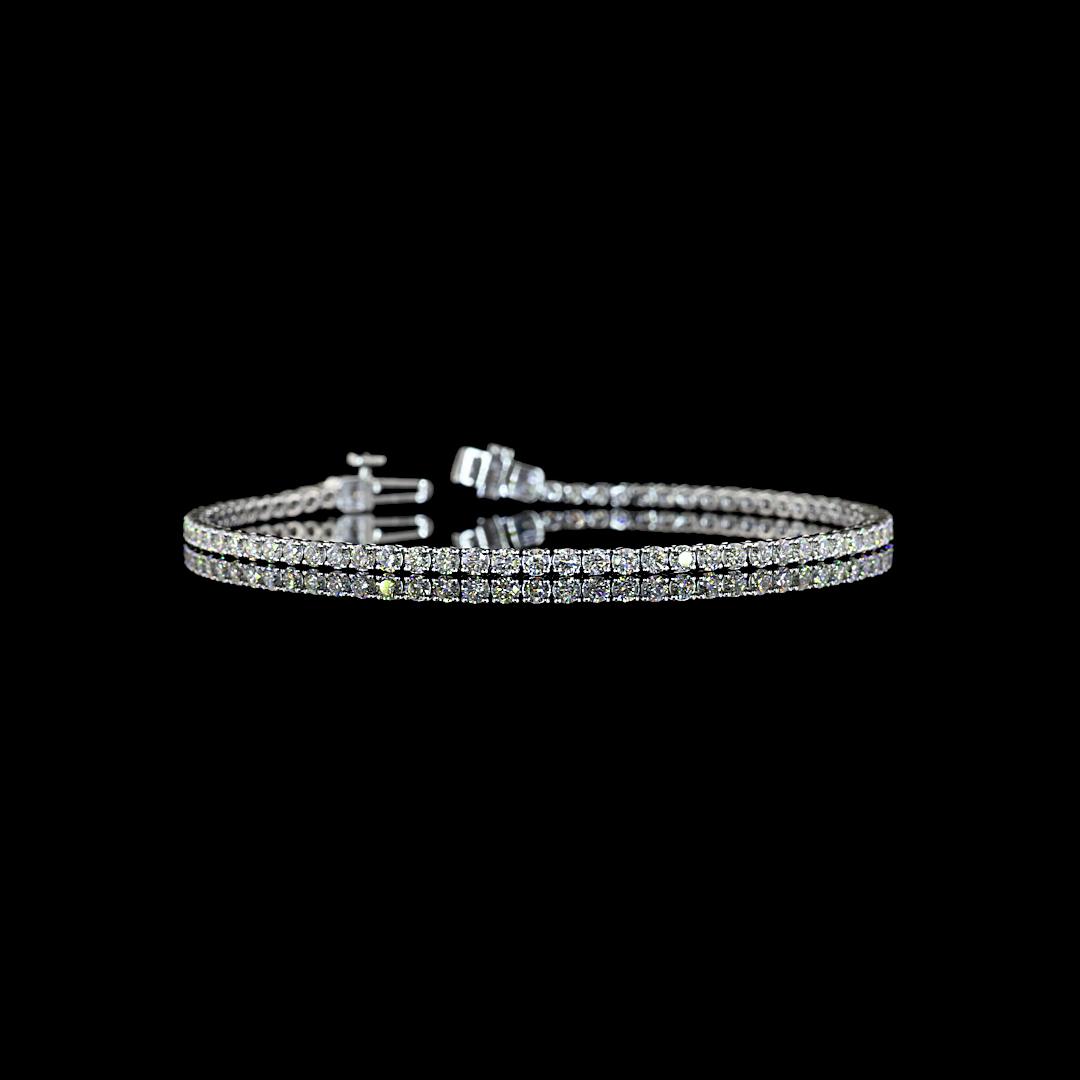 Lab-Grown 2.77 Carat Round E-F-VS1 Diamond Silver Tennis Bracelet