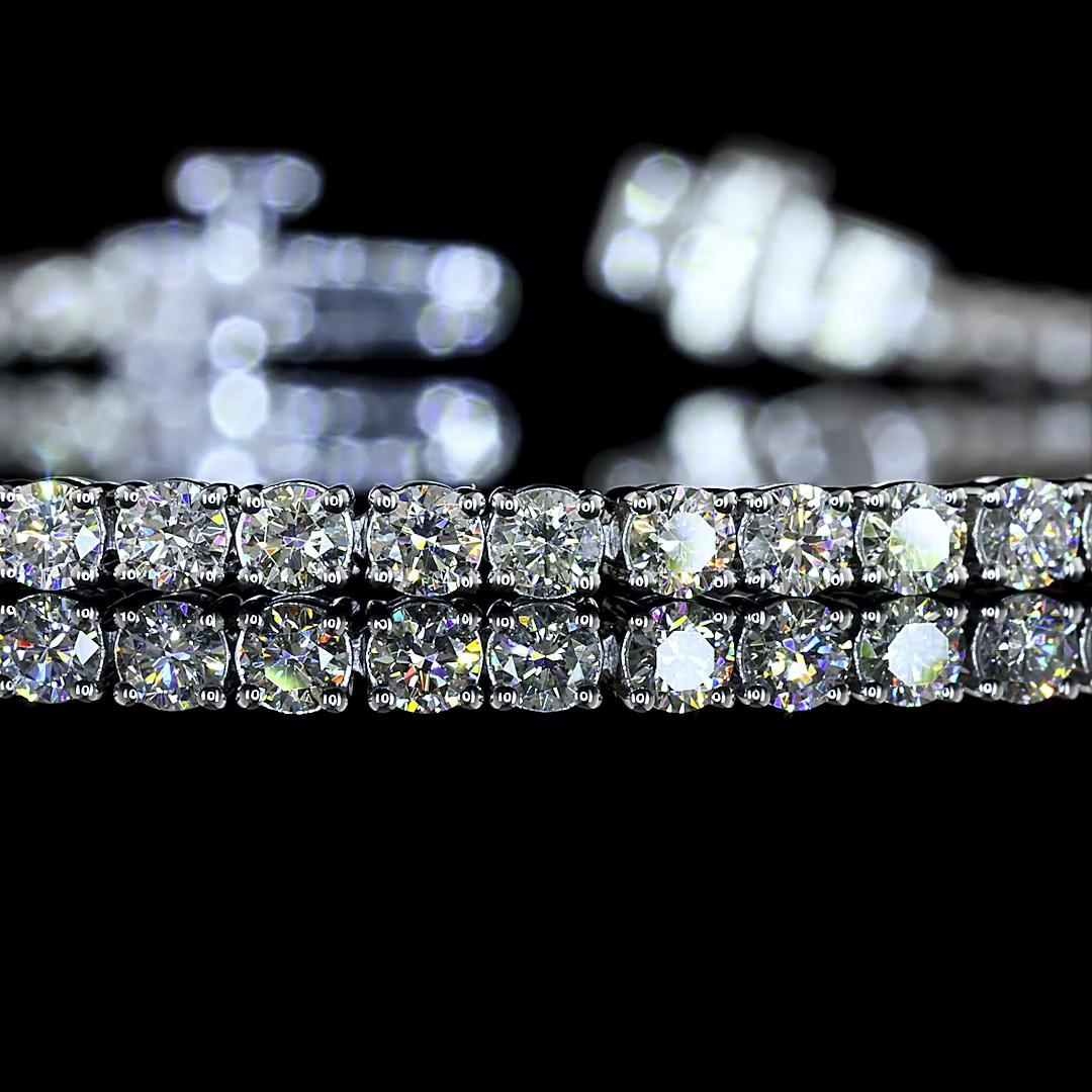 Lab-Grown 2.77 Carat Round E-F-VS1 Diamond Silver Tennis Bracelet
