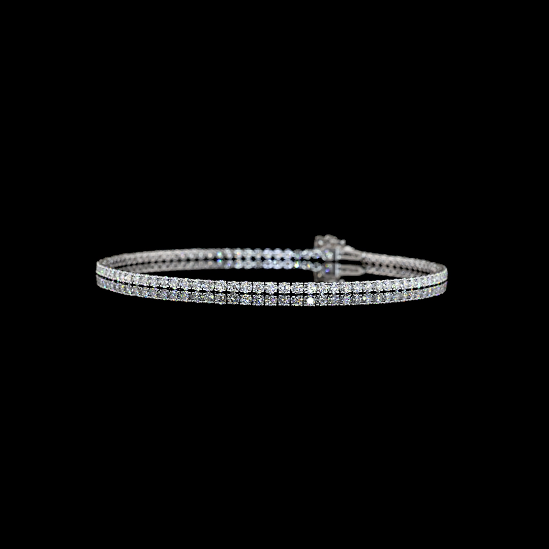 Lab-Grown 2.76 Carat Round E-F-VS1 Diamond 14K White Gold Tennis Bracelet