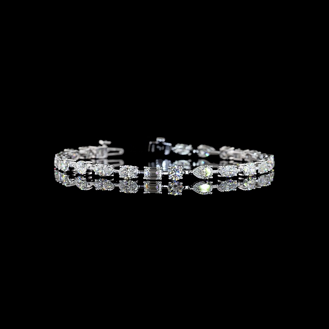 Lab-Grown 7.2 Carat MIX E-F-VS+ Diamond 14K White Gold Station Bracelet