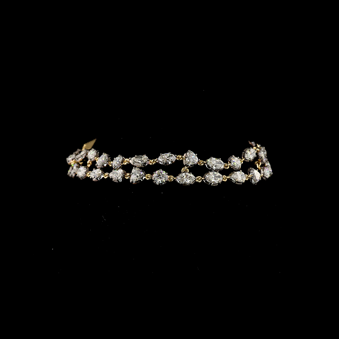 Lab-Grown 8.5 Carat MIX E-F-VS1 Diamond 14K Yellow Gold Station Bracelet
