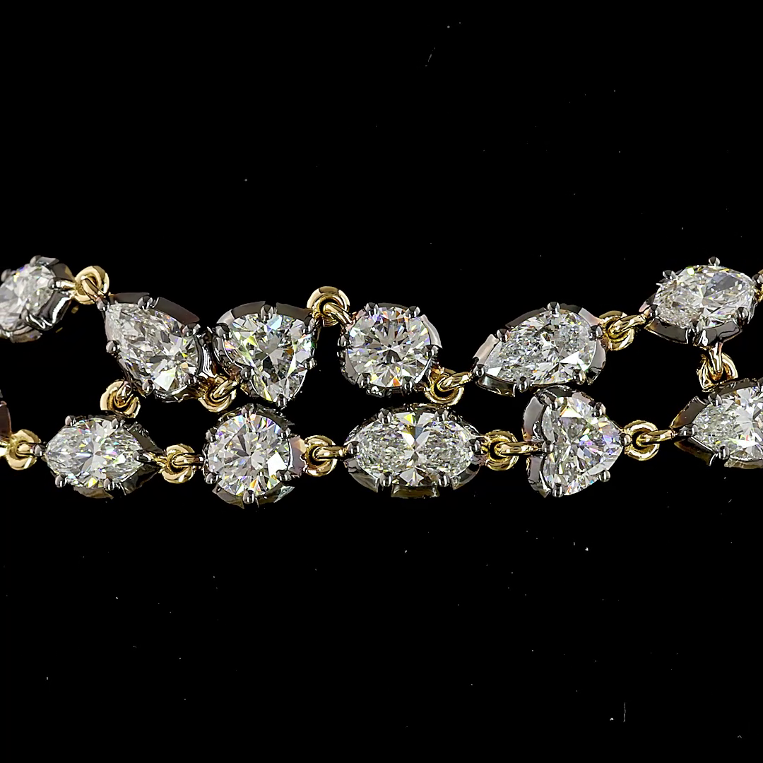 Lab-Grown 8.5 Carat MIX E-F-VS1 Diamond 14K Yellow Gold Station Bracelet