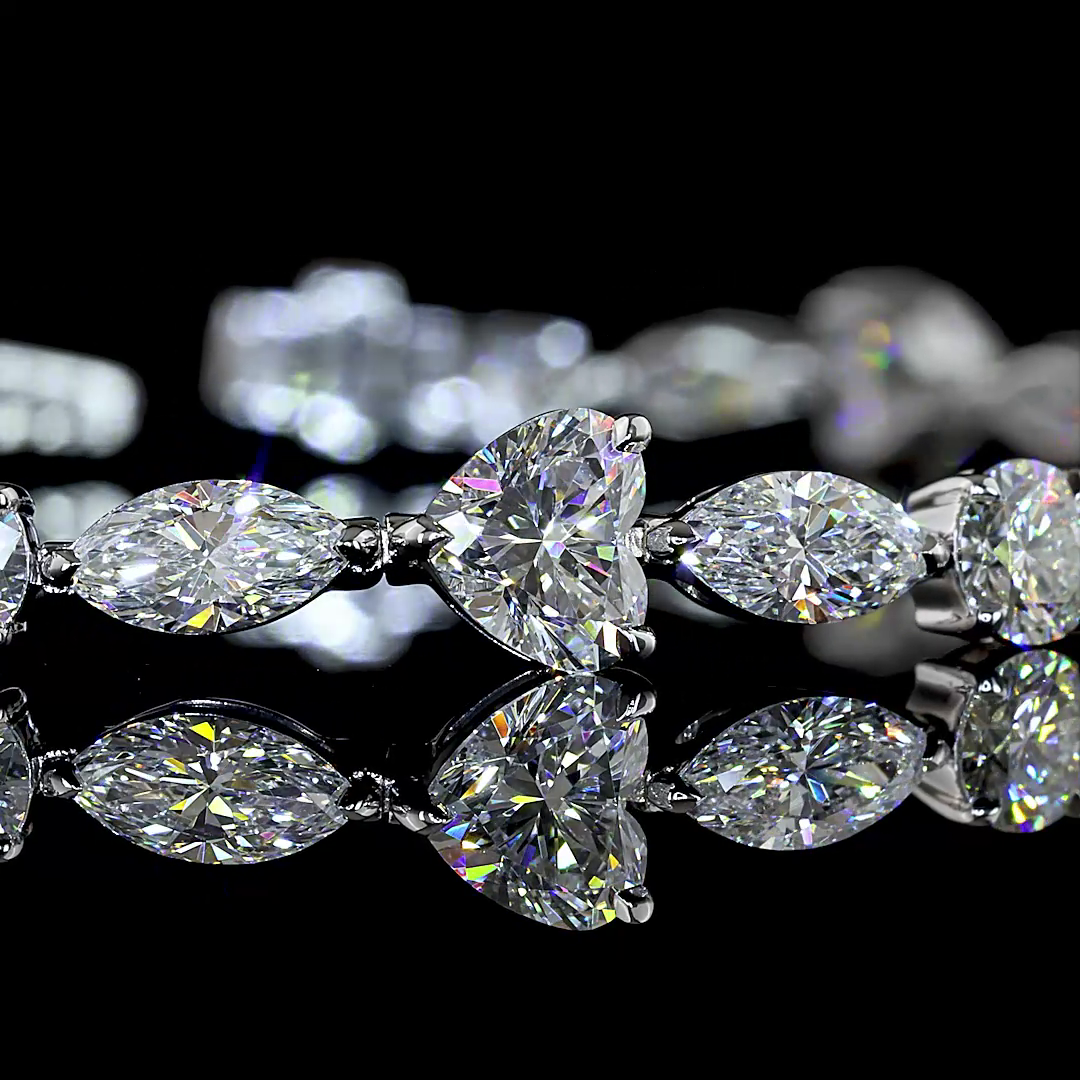 Lab-Grown 9.89 Carat MIX E-F-VVS2 Diamond 14K White Gold Tennis Bracelet