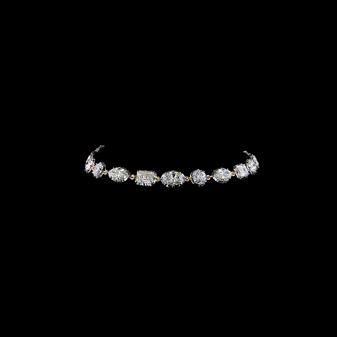 Lab-Grown 10.11 Carat MIX E-F-VS1 Diamond 14K Yellow Gold Station Bracelet