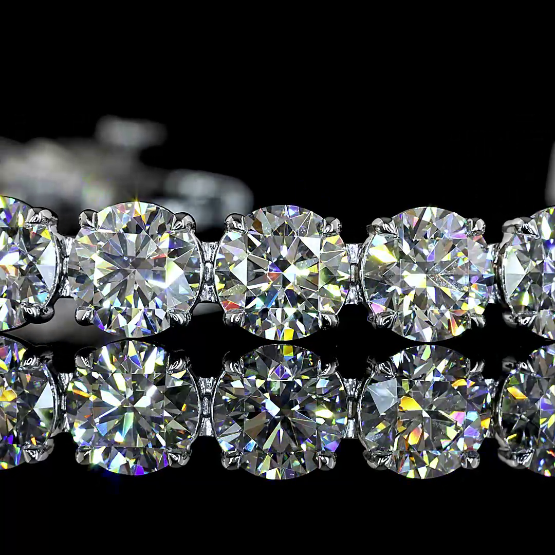 Lab-Grown 10.11 Carat MIX E-F-VS1 Diamond 14K Yellow Gold Station Bracelet