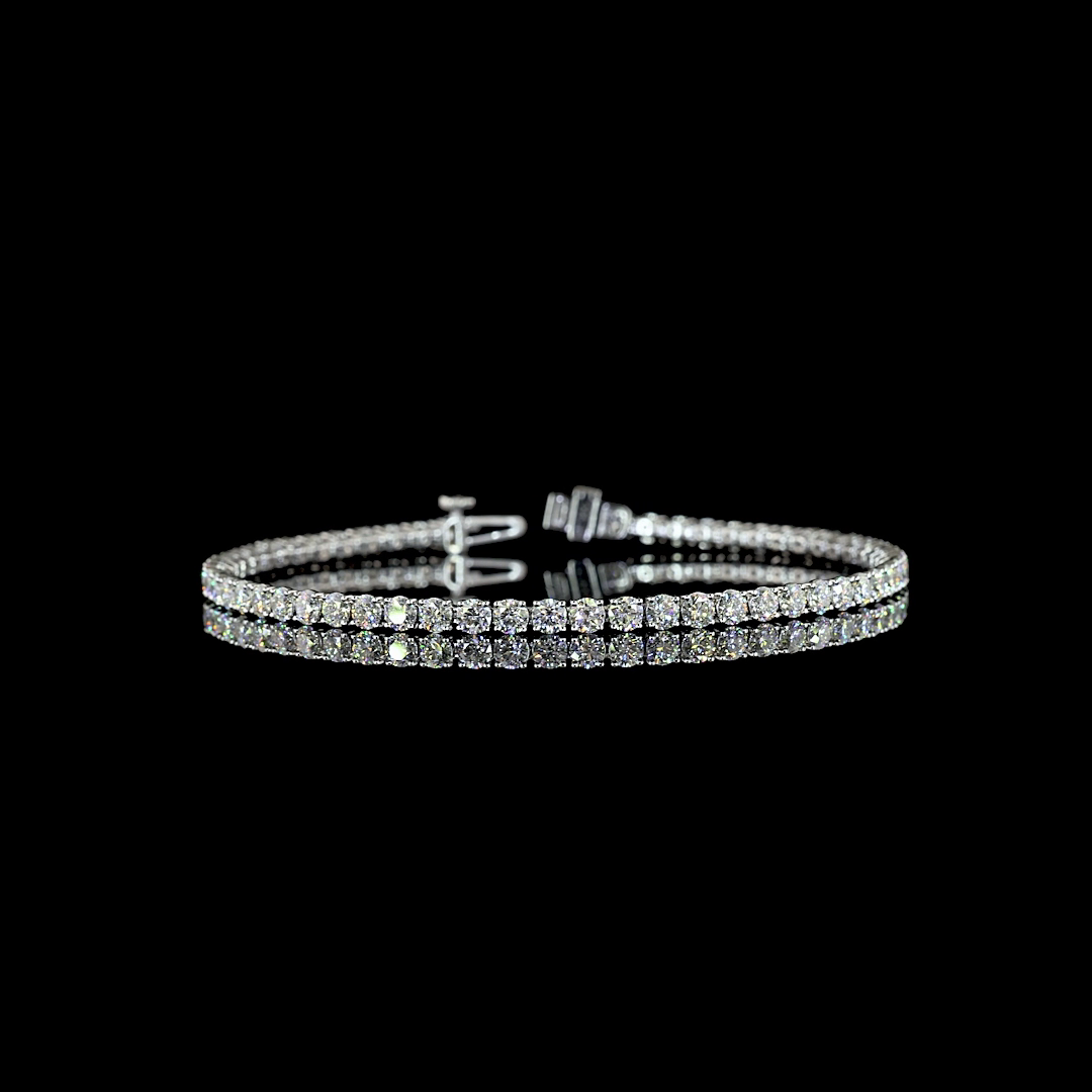 Lab-Grown 5.34 Carat Round -SI Diamond 14K White Gold Tennis Bracelet