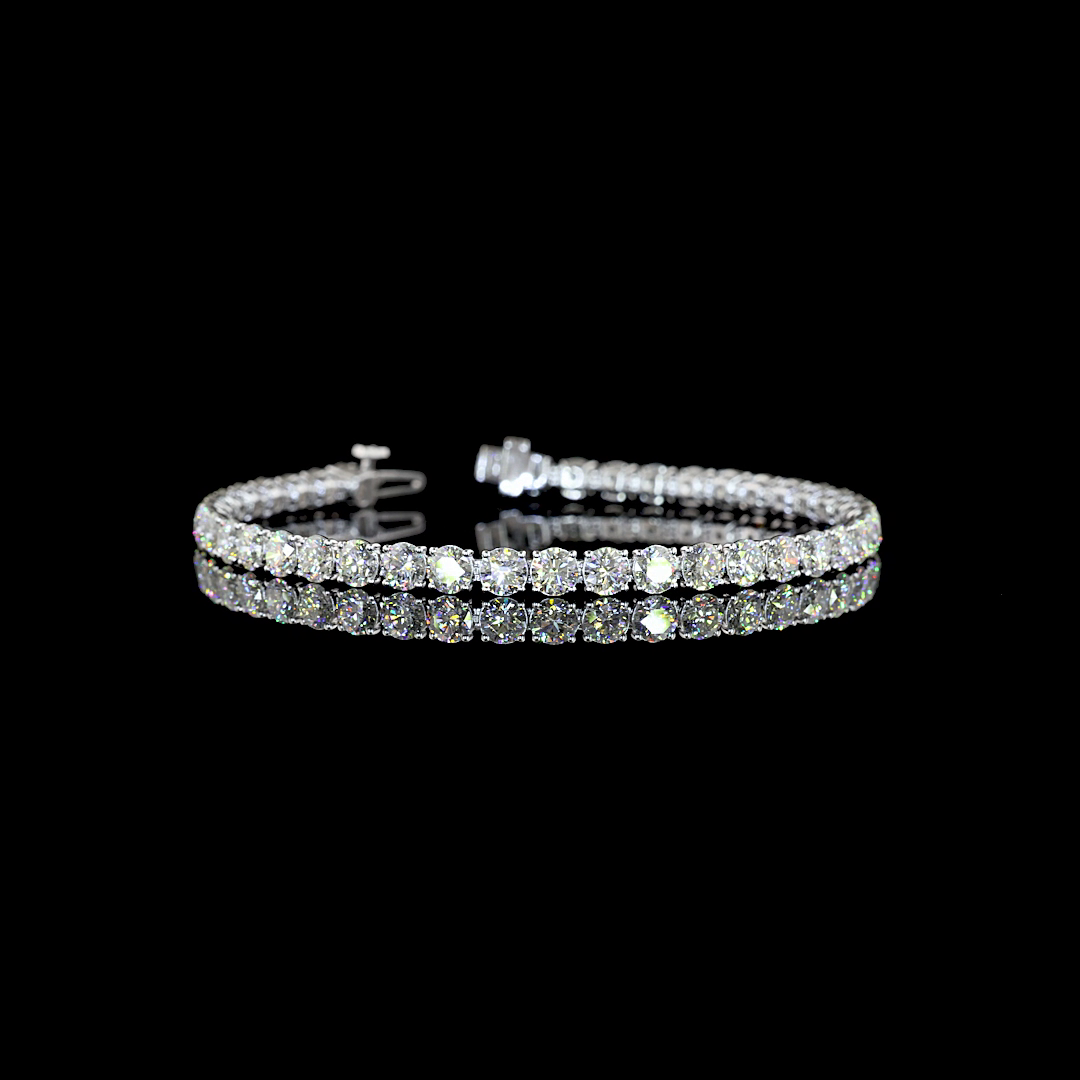 Lab-Grown 10.55 Carat Round -SI Diamond 14K White Gold Tennis Bracelet