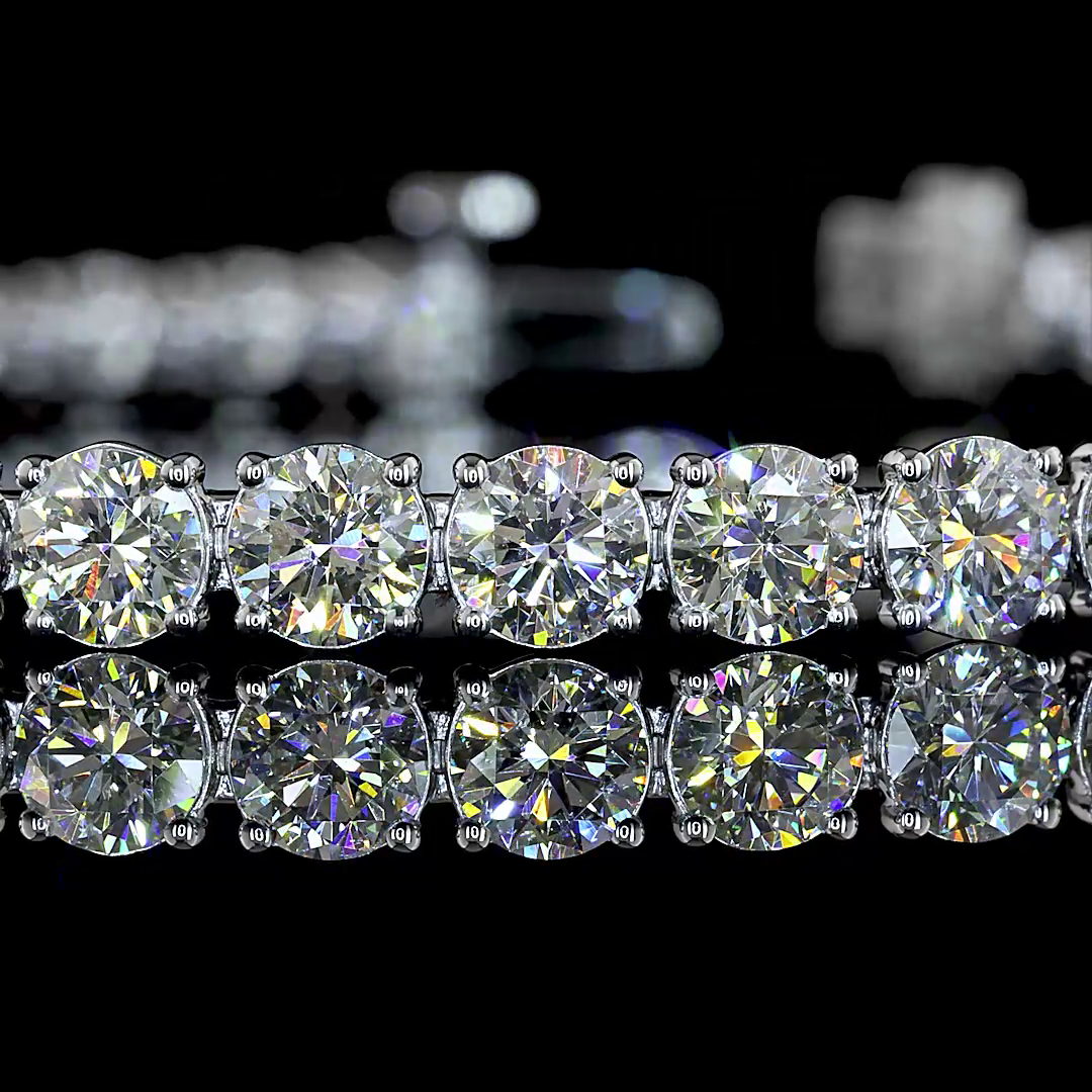Lab-Grown 10.55 Carat Round -SI Diamond 14K White Gold Tennis Bracelet