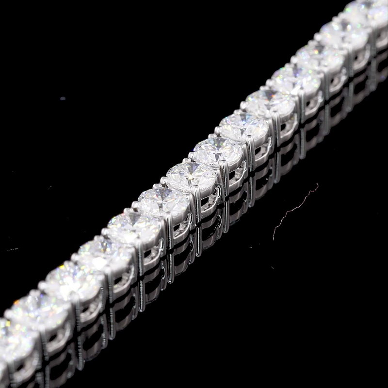 Lab-Grown 5.97 Carat Round F-VS2 Diamond 14K White Gold Tennis Bracelet