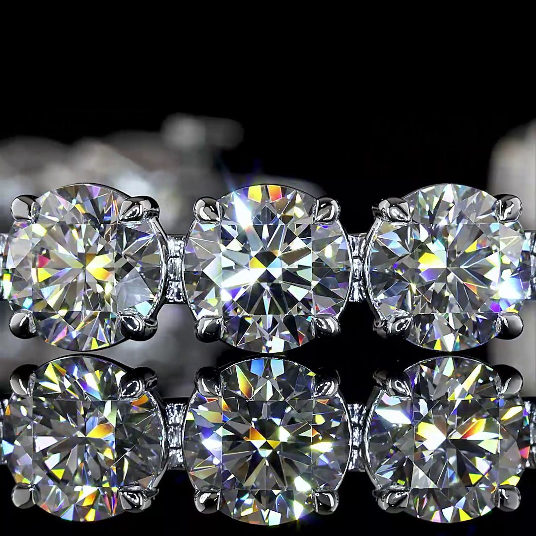 Lab-Grown 26.25 Carat Round E-F-VS1 Diamond 14K White Gold Tennis Bracelet