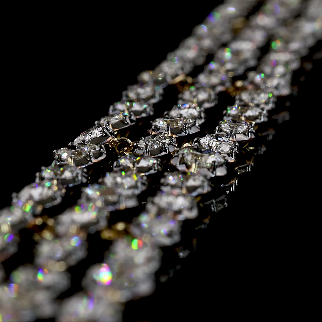 Lab-Grown 13 Carat MIX E-F-VS1 Diamond 14K Yellow Gold Station Bracelet