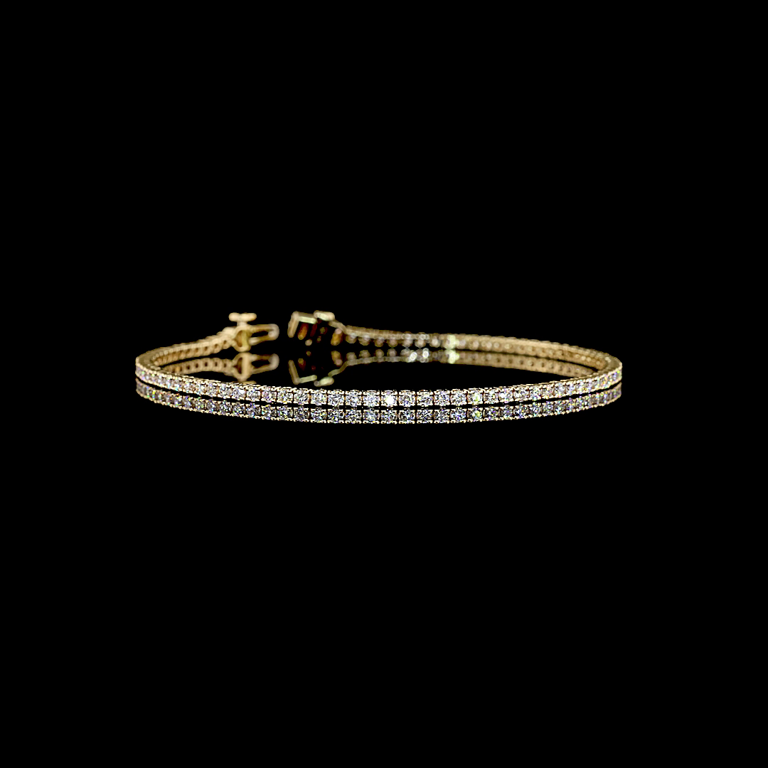 Lab-Grown 1.71 Carat Round E-F-VS1 Diamond 14K Yellow Gold Tennis Bracelet