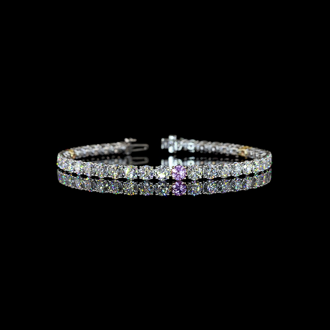 Lab-Grown 10.11 Carat Round -VS1 Diamond 14K Two Tone Tennis Bracelet