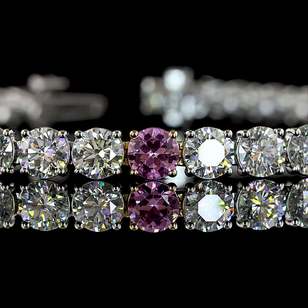 Lab-Grown 10.11 Carat Round -VS1 Diamond 14K Two Tone Tennis Bracelet