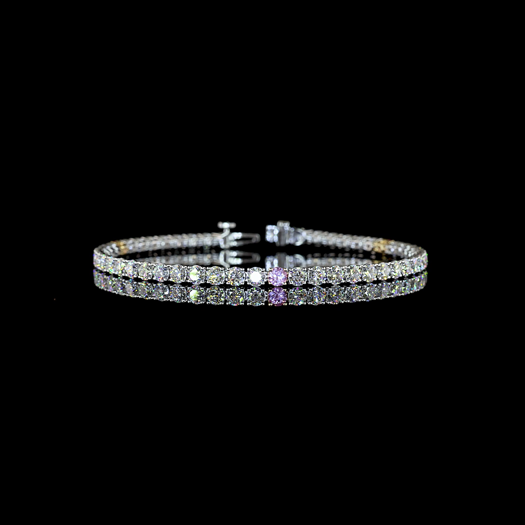 Lab-Grown 5.98 Carat Round -VS2 Diamond 14K Two Tone Tennis Bracelet