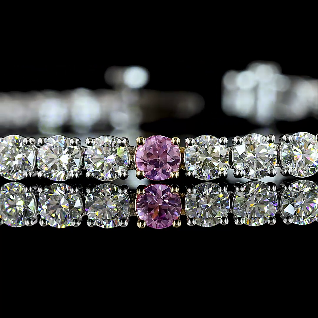Lab-Grown 5.98 Carat Round -VS2 Diamond 14K Two Tone Tennis Bracelet