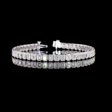 Lab-Grown 10.08 Carat Emerald E-VS1 Diamond 14K White Gold Tennis Bracelet