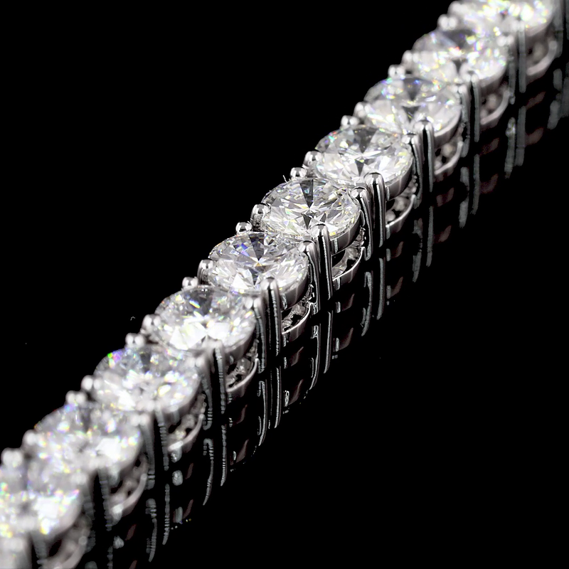 Lab-Grown 5.94 Carat Round F-VS2 Diamond 14K White Gold Tennis Bracelet
