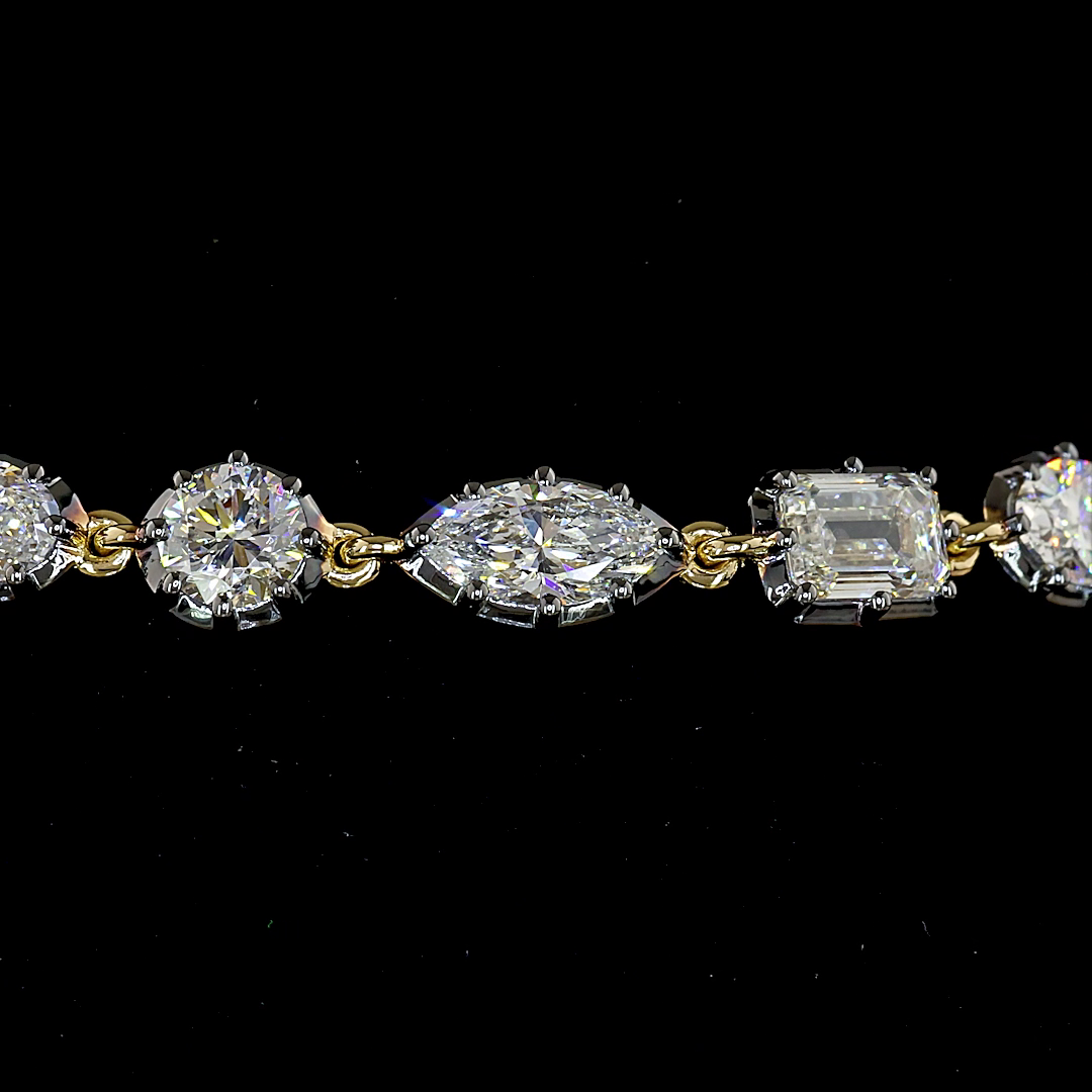 Lab-Grown 5.36 Carat MIX E-F-VS1 Diamond 14K Yellow Gold Station Bracelet