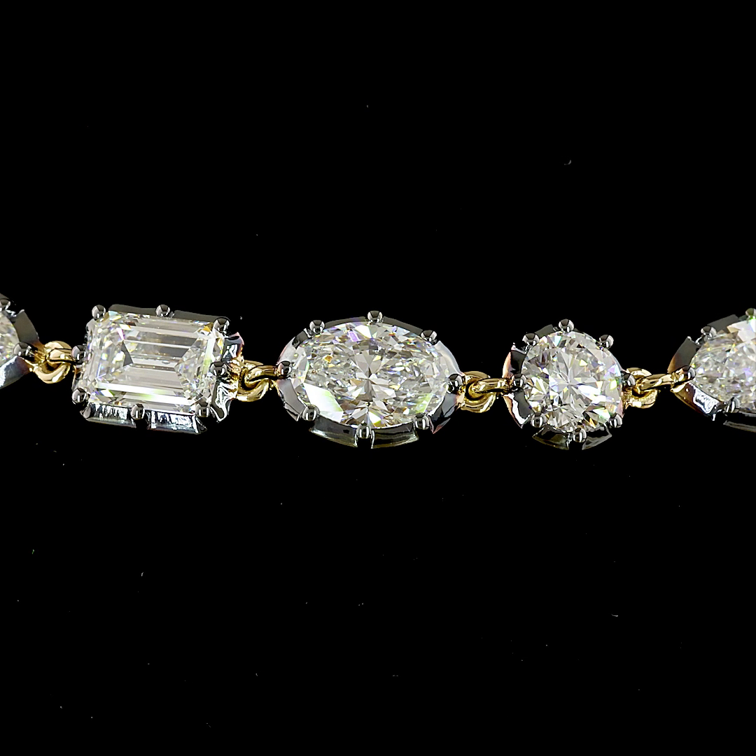 Lab-Grown 8.19 Carat MIX E-F-VS1 Diamond 14K Yellow Gold Station Bracelet