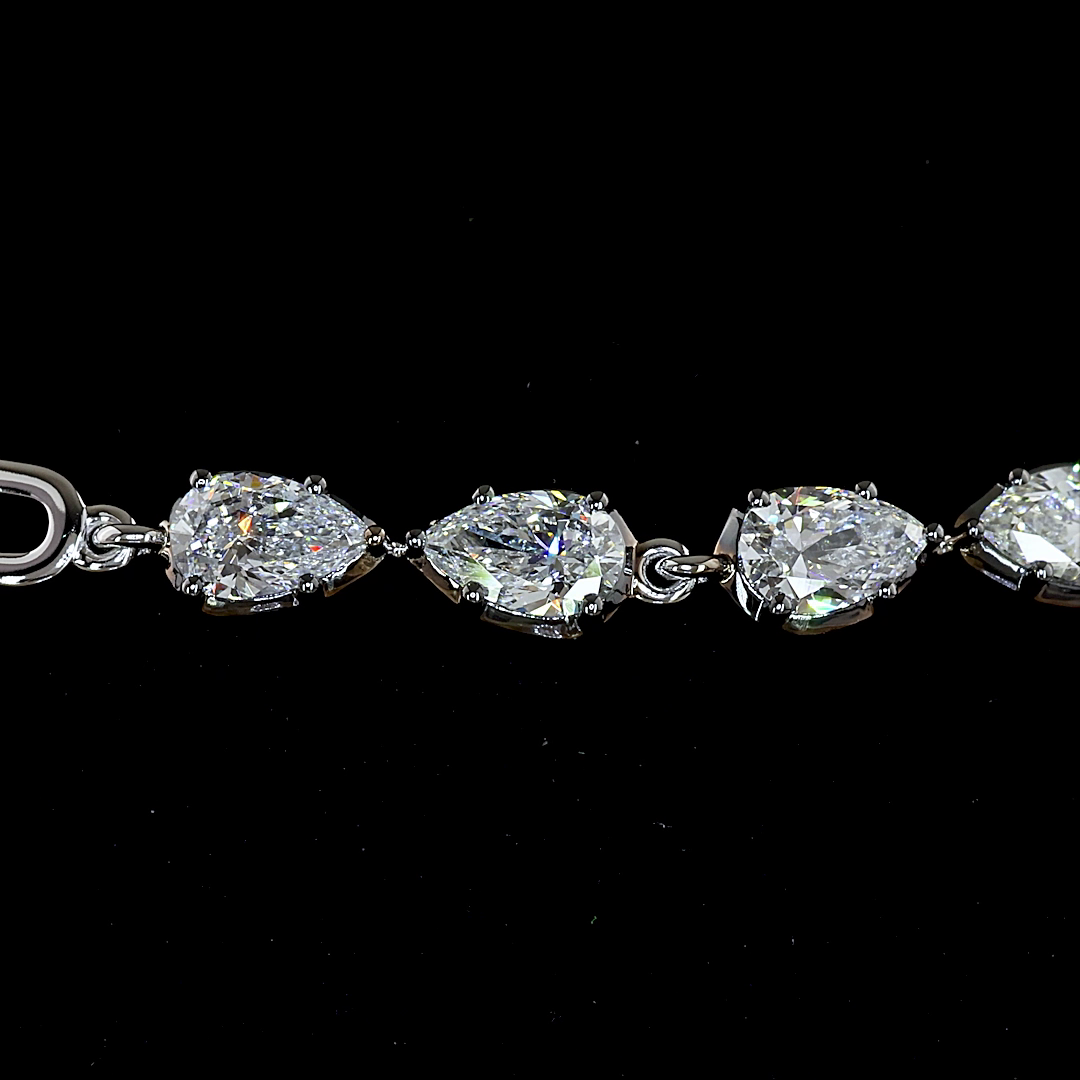 Lab-Grown 2.95 Carat Pear E-F-VS1 Diamond 14K White Gold Station Bracelet