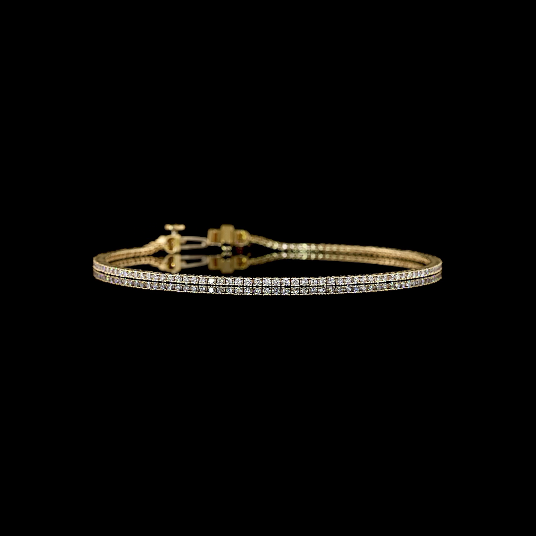 Lab-Grown 1.05 Carat Round E-F-VS1 Diamond 14K Yellow Gold Tennis Bracelet