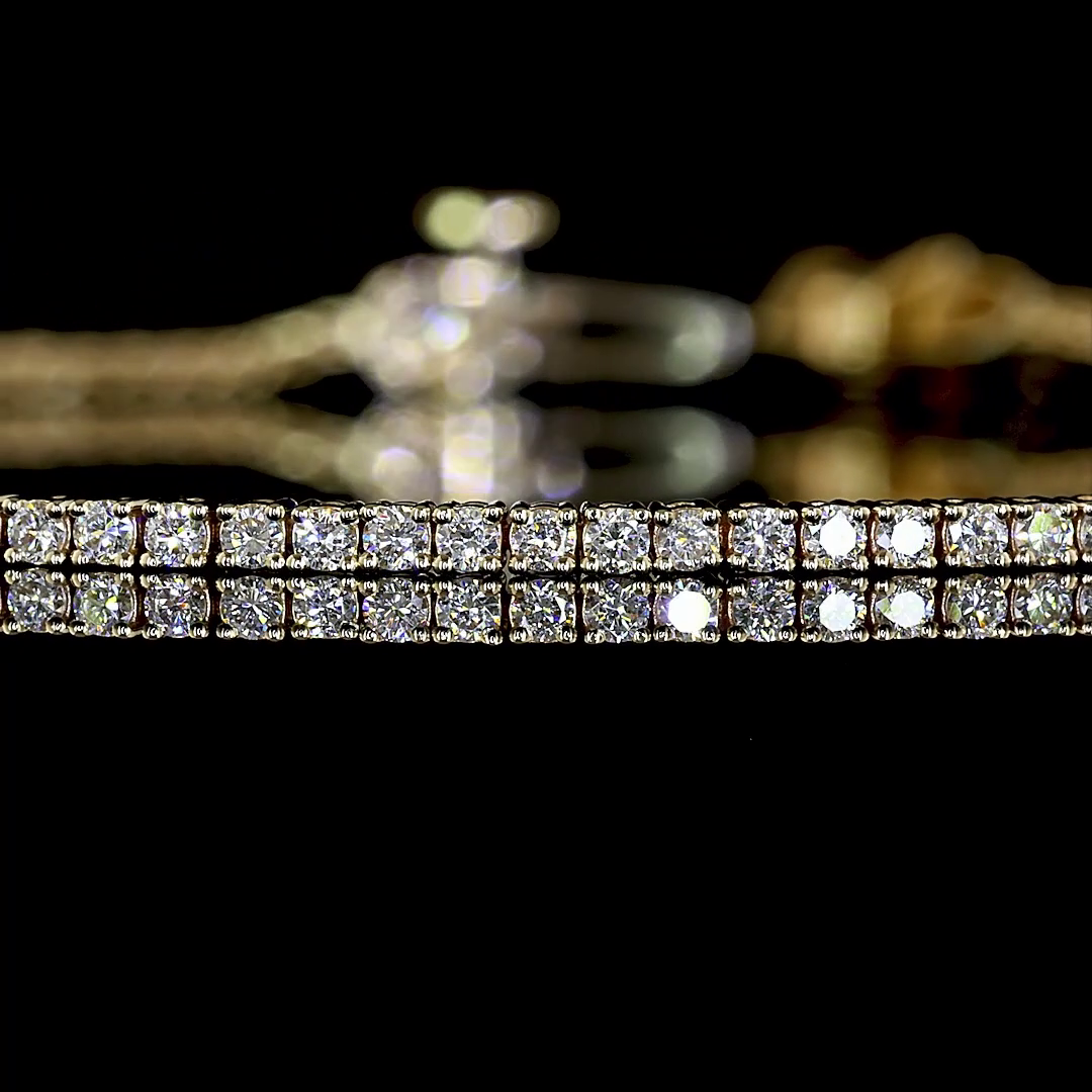 Lab-Grown 1.05 Carat Round E-F-VS1 Diamond 14K Yellow Gold Tennis Bracelet