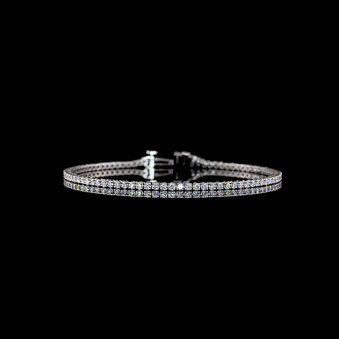 Lab-Grown 1.98 Carat Round E-F-VS1 Diamond 14K White Gold Tennis Bracelet