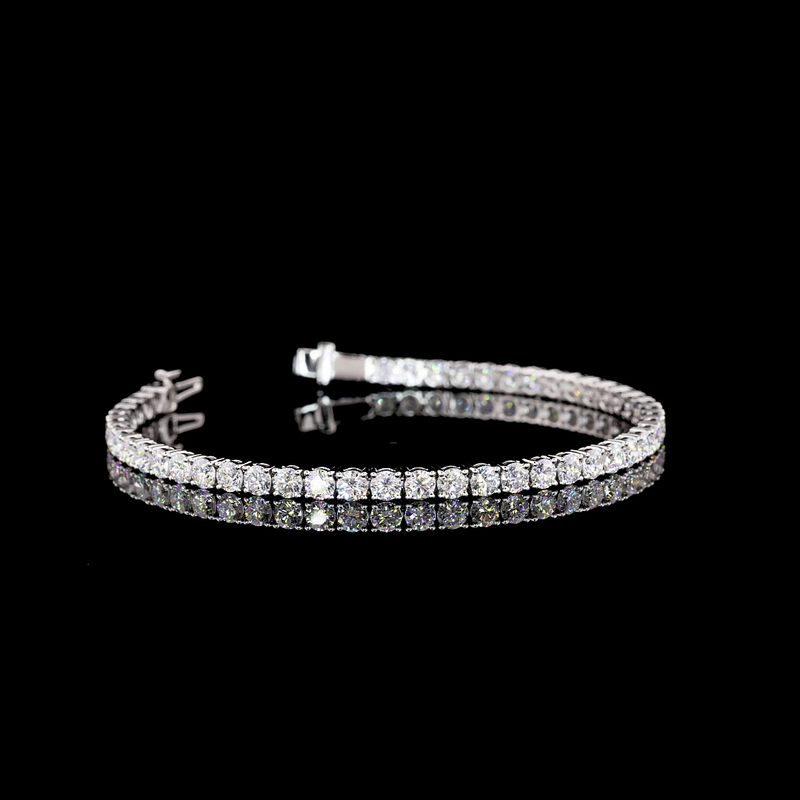 Lab-Grown 5.64 Carat Round F-VS2 Diamond 14K White Gold Tennis Bracelet