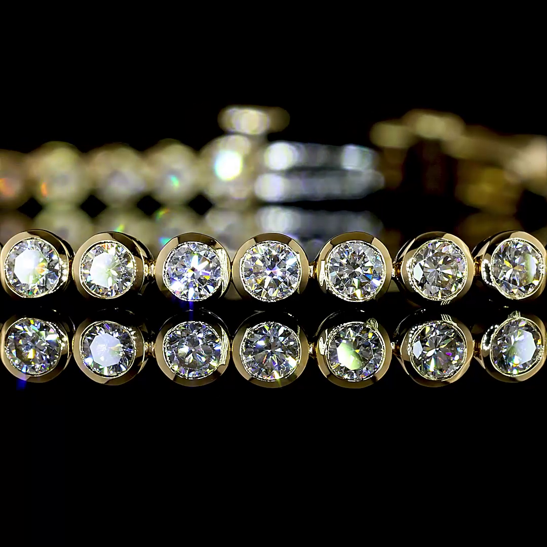 Lab-Grown 3.35 Carat Round E-F-VS1 Diamond 14K Yellow Gold Tennis Bracelet