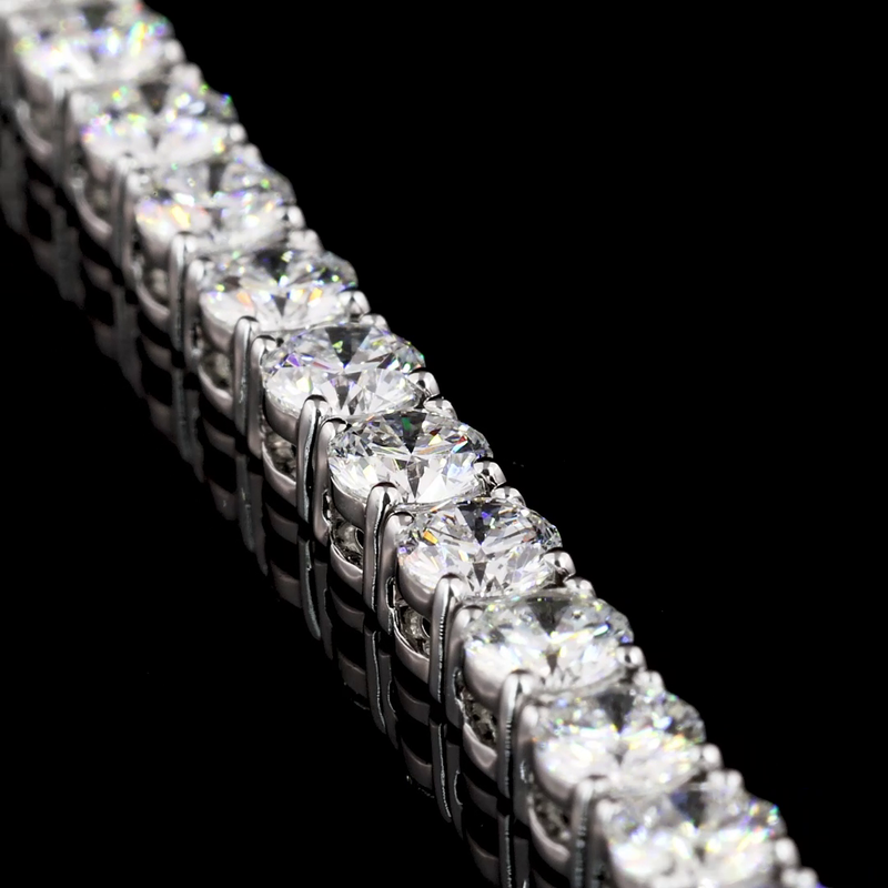 Lab-Grown 5.85 Carat Round - Diamond 14K White Gold Tennis Bracelet