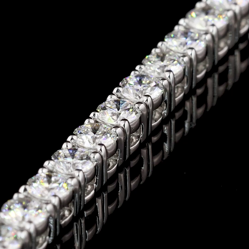 Lab-Grown 5.12 Carat Round F-VS2 Diamond 14K White Gold Tennis Bracelet