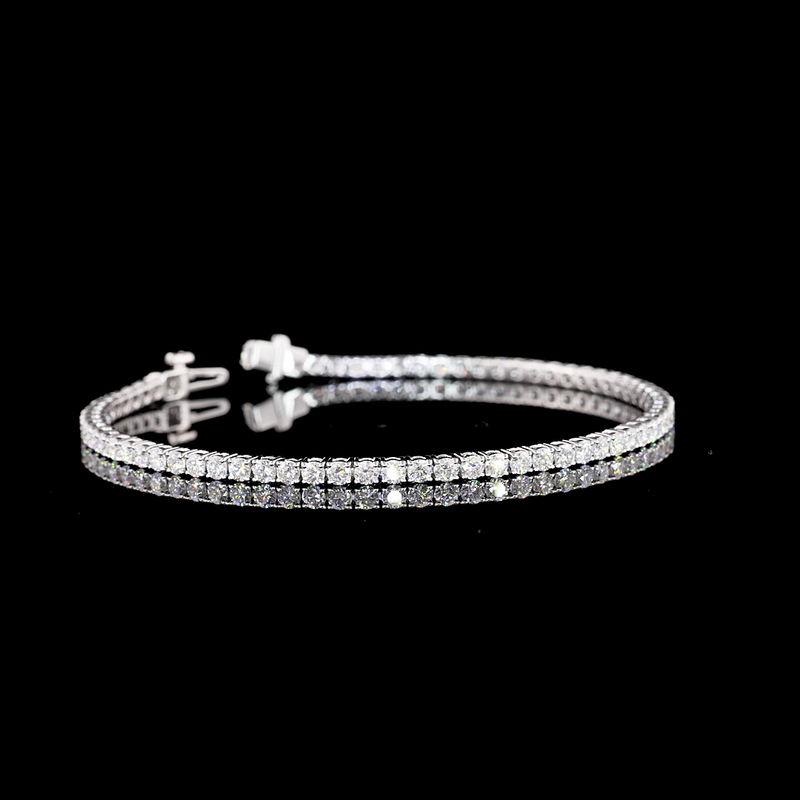 Lab-Grown 3.24 Carat Round F-VS2 Diamond 14K White Gold Tennis Bracelet