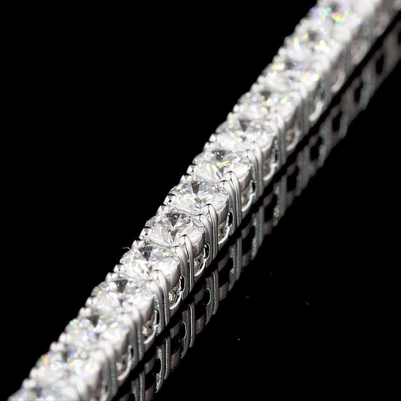 Lab-Grown 3.24 Carat Round F-VS2 Diamond 14K White Gold Tennis Bracelet